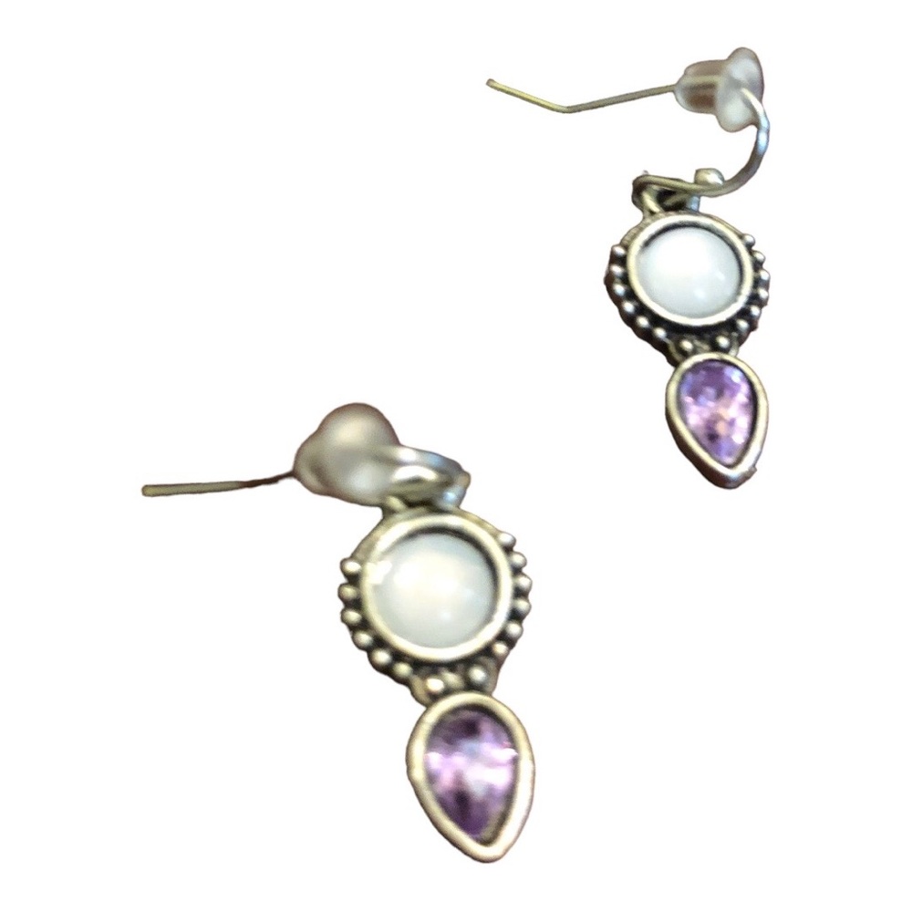 Yaomiao Crystal Dangle Cubic Zirconia Circle/Water Drop Earrings White/Purple W